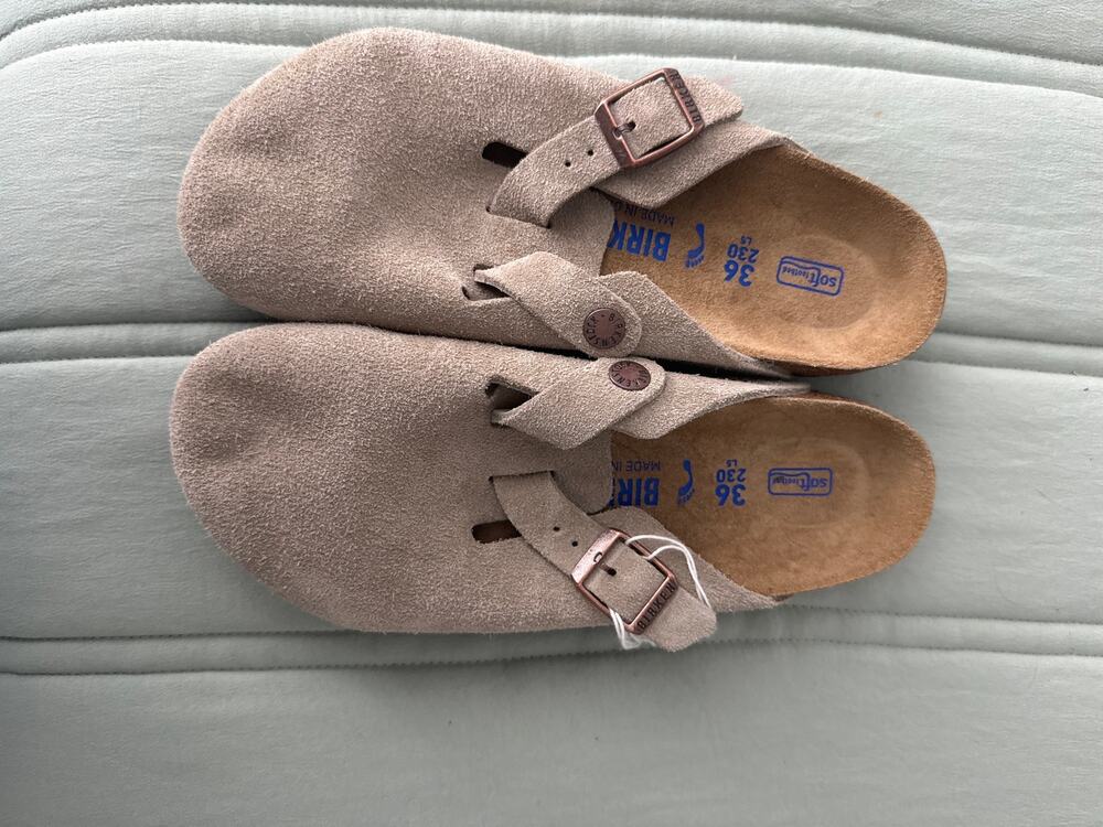 Birkenstock Boston Soft Footbed Taupe Suede Clogs Women’s EU 36 US 5-5.5